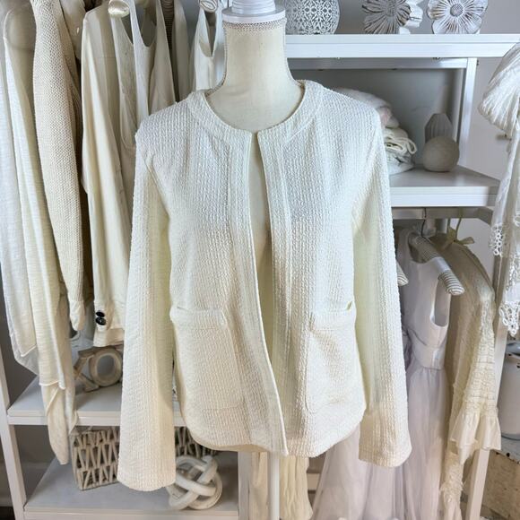 SOHO women's sz. small cream tweed blazer jacket open, mature, demure #4254 - Picture 1 of 7